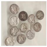 10 MERCURY SILVER DIMES