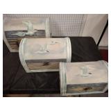 NESTING PAINTED SEA SCENE STORAGE BOXES LARGEST
