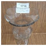 HEAVY CRYSTAL VASE, FACETED SIDES, SCALLOPED RIM 1