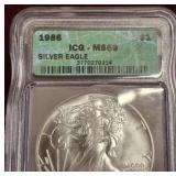 GRADED 1986 AMERICAN SILVER EAGLE