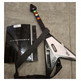 PLAYSTATION 3 CONSOLE AND WII GUITAR, UNTESTED
