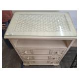3 DRAWER WICKER/WOOD CHEST W/ CAROUSEL TOP