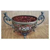 WMF FRUIT BOWL CRANBERRY GLASS INSERT NICKEL SILVE