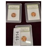 3 PIECE GRADED LINCOLN PENNIES