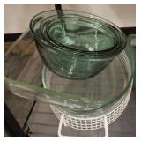 CASSEROLE DISHES, GREEN NESTING BOWLS