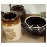 VINTAGE CROCKS AND BEAN POT