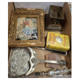 GROUP OF TABLE TOP DECOR, CRUMB CATCHER, MISC