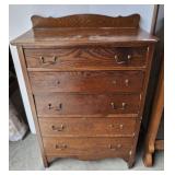 5 DRAWER OAK CHEST MISSING SOME PULLS-2 IN DRAWER