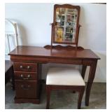 4 DRAWER VANITY W/ MIRROR AND STOOL