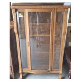 EMPIRE STYLE OAK BOW FRONT CHINA CABINET