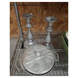 COVERED DISH AND CANDLE STICK HOLDERS