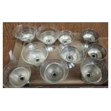 10 STERLING DESSERT CUP HOLDERS, 7 GLASS INSERTS