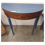 PAINTED HALF ROUND TABLE W/ INLAY