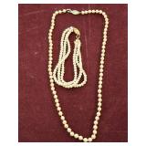 14K GOLD CLASP PEARL NECKLACE AND BRACELET