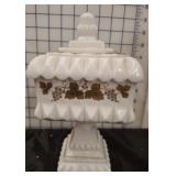 MILK GLASS COVERED COMPOTE