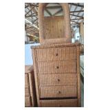 5 DRAWER WICKER CHEST W/ MIRROR