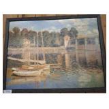 CANVAS SAILBOATS IN HARBOR SCENE
