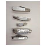 5 PC MOTHER OF PEARL FOLDING KNIVES