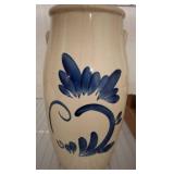 Ceramic Vase with Blue Painted Floral Motif