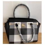 Checked Handbag with Gold-Tone Accents