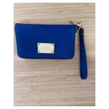 Michael Kors Blue Saffiano Leather Wristlet