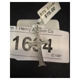 Sterling Silver Cross Pendant with Rhinestones