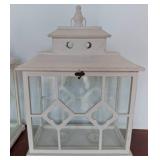 White Wood and Glass Lantern, Lulu & Co.