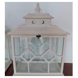 White Wood and Glass Lantern, Lulu & Co.