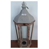 Lulu & Co. Wooden and Glass Hexagonal Lantern