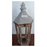 Hexagonal Wood and Metal Lantern 10x10x24