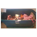 Large Bin of Various Fabric and Craft Items