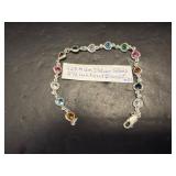 925 Silver Heart Bracelet with Multicolor Stones