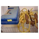 Rusty Boat Anchor with Rope and Tackle Box