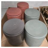 5 Ceramic Containers with Lids
