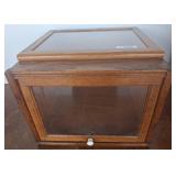 Wood and Glass Display Box with Single Drawer