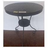 Black Metal Side Table with Perforated Top