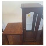 Wood Display Cabinet and Side Table Set
