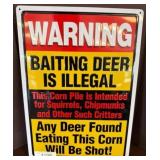 Metal Warning Sign on Deer Baiting Laws
