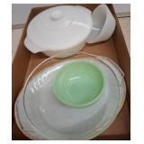 Assorted fire-king Milk Glass and Glassware Bowls