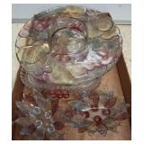 Iridescent Glass Dishware Set with Fruit Motif