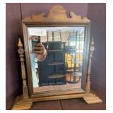 Wood-Framed Vanity Mirror with Decorative Supports