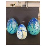 Three Hand-Blown Glass Eggs rack3