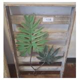 Metal Leaf Wall Art on Wood Slatted Frame