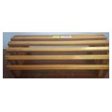 Wooden Slatted Stool with Curved Ends