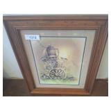 Framed Artwork of Rustic Wheelbarrow Scene
