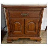 Wooden Side Table with Drawer and Cabinet Doors 24