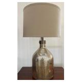 Glass Table Lamp With Textured Beige Shade