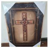 Framed Artwork Featuring Decorative Cross Design w