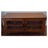 Wood Cabinet with Glass-Paneled Doors