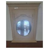 24x34 Distressed Wood Mirror With Floral Detailing